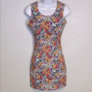 Express Vintage 90’s Floral Sheath Mini Dress With Buttons Down The Back
